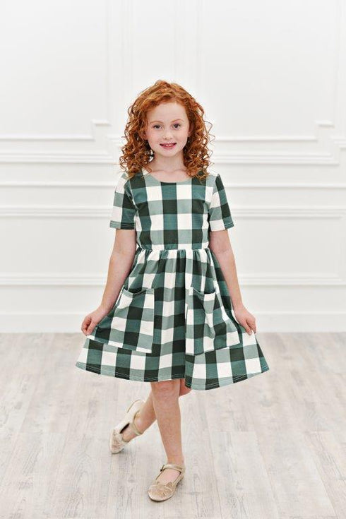 Green Check Twirl Dress