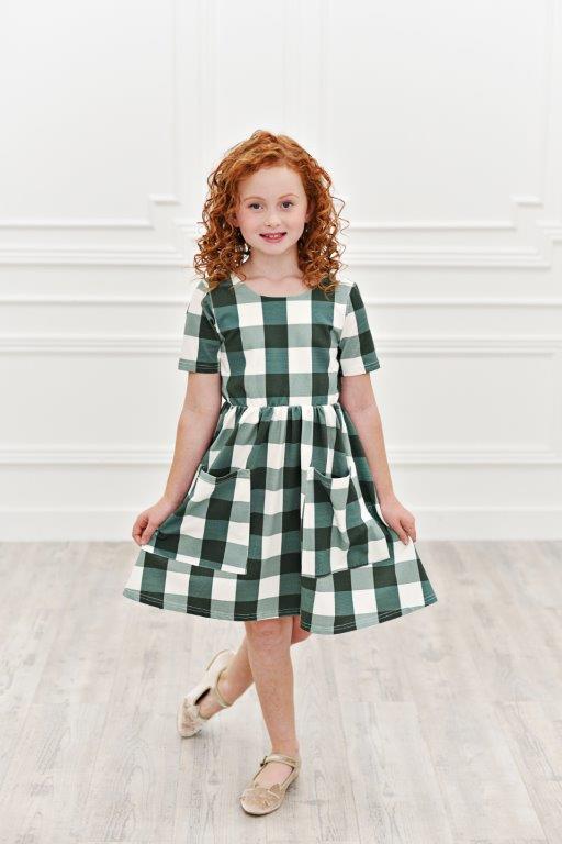Green Check Twirl Dress