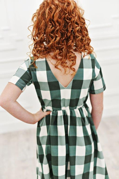 Green Check Twirl Dress