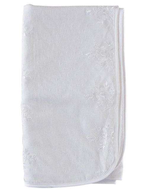 Baby Girls White Lillian Lace Christening Blanket
