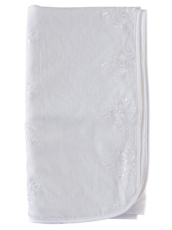 Baby Girls White Lillian Lace Christening Blanket