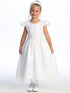 Girls White Beads Sequin Corded Embroidered Tulle Communion Dress 6-12