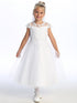 Girls Illusion Neckline Pearl Sequin Corded Embroidered Tulle Communion Dress 6-12