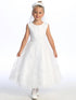 Girls White Sequin Pearl Corded Embroidered Tulle Communion Dress 6-12