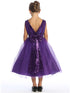 Girls Purple V Back Trim Shantung Sparkle Tulle Flower Girl Dress 2T-10 back SophiasStyle.com
