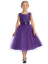 Girls Purple V Back Trim Shantung Sparkle Tulle Flower Girl Dress 2T-10 front SophiasStyle.com