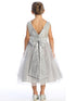Girls Silver V Back Trim Shantung Sparkle Tulle Flower Girl Dress 2T-10 back SophiasStyle.com