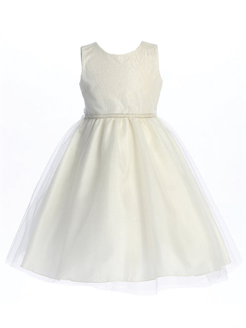 Girls Multi Glitter Tulle Sleeveless Tea-Length Flower Girl Dress 2T-8 - SophiasStyle.com