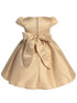 Lito Baby Girls Gold Satin Bead Rhinestone Flower Girl Dress 6-24M back SophiasStyle.com