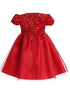 Lito Girls Red Velvet Sequin Adorned Glitter Tulle Flower Girl Dress 2T-8 back SophiasStyle.com
