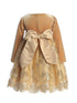 Lito Baby Girls Gold Velvet Sequin Corded Embroidery Tulle Christmas Dress 6-24M back SophiasStyle.com