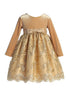 Lito Girls Gold Velvet Sequin Corded Embroidery Tulle Christmas Dress 2T-7 front SophiasStyle.com