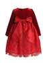 Lito Girls Red Velvet Sequin Corded Embroidery Tulle Christmas Dress 2T-7 back SophiasStyle.com