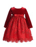 Lito Baby Girls Red Velvet Sequin Corded Embroidery Tulle Christmas Dress 6-24M front SophiasStyle.com