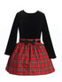 Lito Girls Red Velvet Bodice Plaid Christmas Dress 2T-10 front - SophiasStyle.com