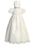 Baby Girls White Embroidered Tulle Sequin Bonnet Miriam Christening Gown 0-18M - SophiasStyle.com