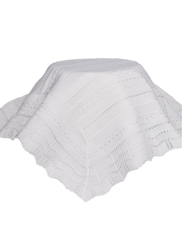Baby Boys Girls White Knit Baby Christening Shawl Baptism - SophiasStyle.com