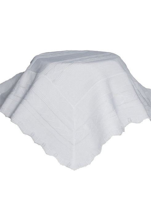 Baby Boys Girls White Knit Baby Baptism Shawl - SophiasStyle.com