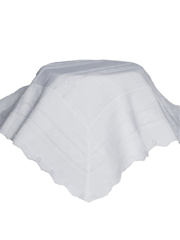 Baby Boys Girls White Knit Baby Baptism Shawl - SophiasStyle.com