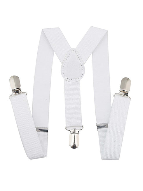 Baby Boys White Metal Clasps Clip-On Suspenders - SophiasStyle.com