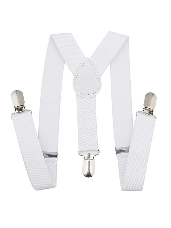 Baby Boys White Metal Clasps Clip-On Suspenders - SophiasStyle.com