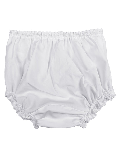 Baby Girls White Embroidered Eyelet Edging Elastic Bloomer Diaper Cover NB-XL - SophiasStyle.com