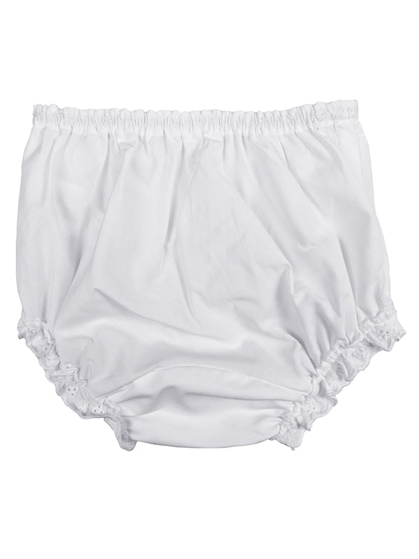 Baby Girls White Embroidered Eyelet Edging Elastic Bloomer Diaper Cover NB-XL - SophiasStyle.com