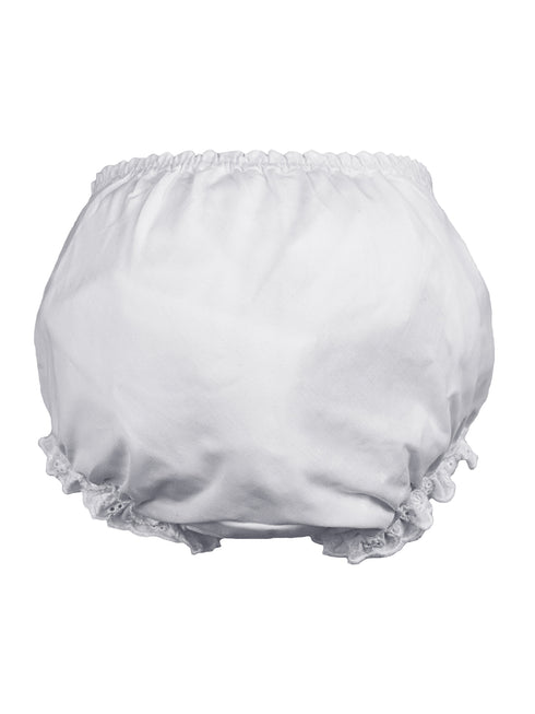 Baby Girls White Embroidered Eyelet Edging Elastic Bloomer Diaper Cover NB-XL - SophiasStyle.com