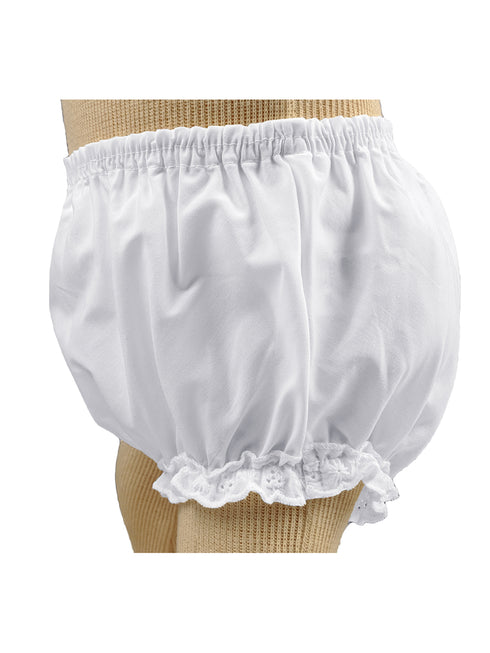 Baby Girls White Embroidered Eyelet Edging Elastic Bloomer Diaper Cover NB-XL - SophiasStyle.com
