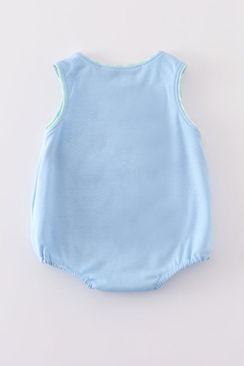Blue tractor embroidery boy bubble