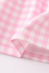 Pink tractor embroidery plaid girl set