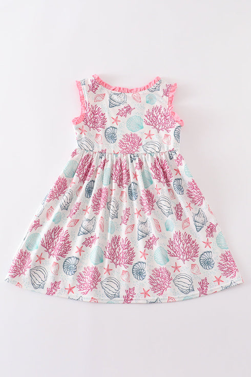 Pink Shell Embroidered Dress