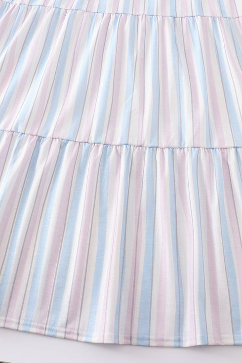 Crab french knot stripe smocked dress