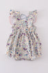 Pig floral print applique girl bubble