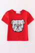 Red geogia bulldog sequin mom&me top