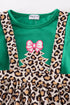 Forest tree applique leopard ruffle skorts set