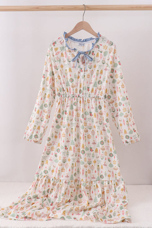 Nutcracker print tiered mom dress