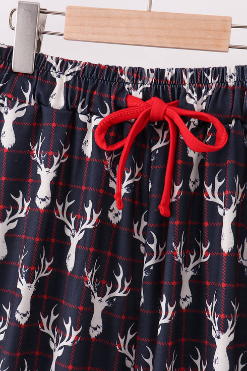 Navy deer print mom pajamas pants