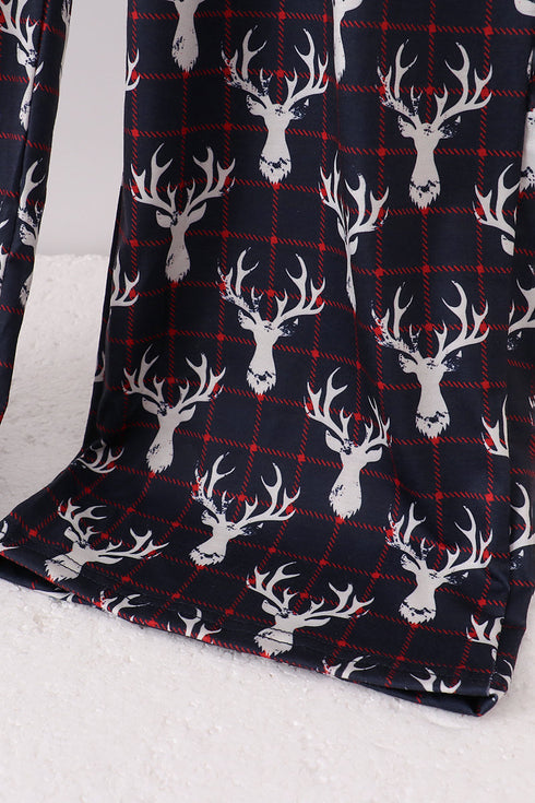 Navy deer print mom pajamas pants
