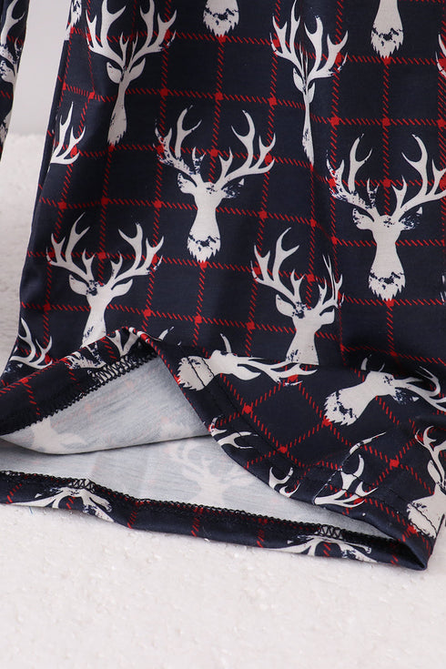 Navy deer print mom pajamas pants