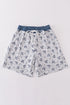 Blue stripe anchor print dad swim trunks