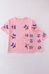 Pink star sequin mom&me top