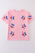 Pink star sequin mom&me top