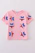 Pink star sequin mom&me top