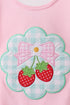 Pink Strawberry Applique Knit Set