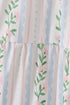 Blue floral print smocked women dress
