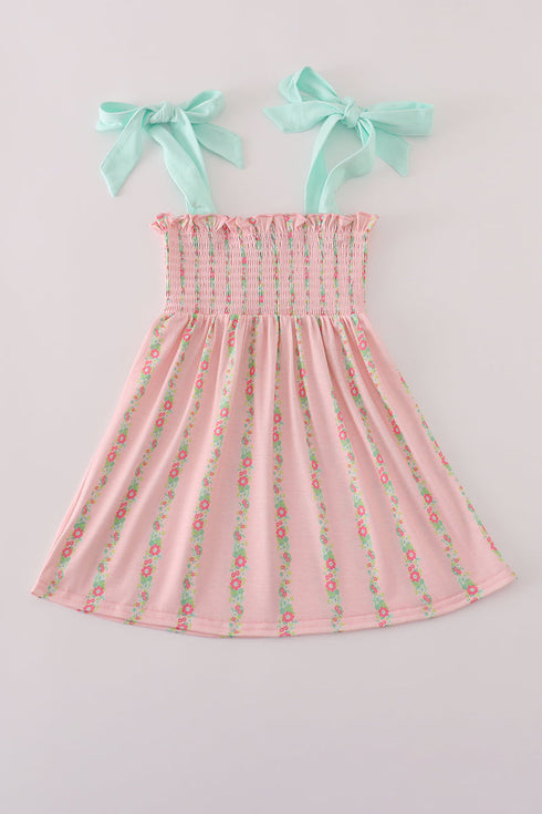 Pink floral smocked mom&me dress