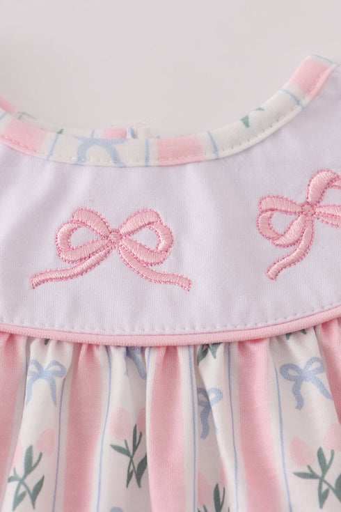Pink Bow Embroidered Bow Bloomer Set