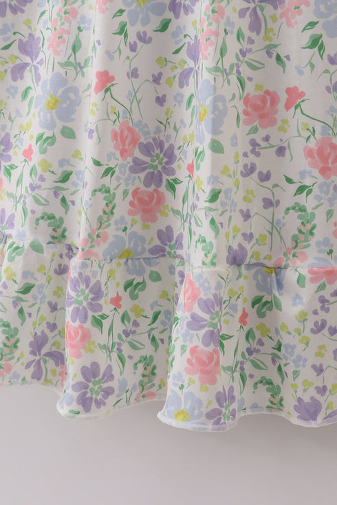 Floral print smocked mom dress