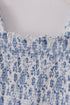 Blue smocked floral print mom dress